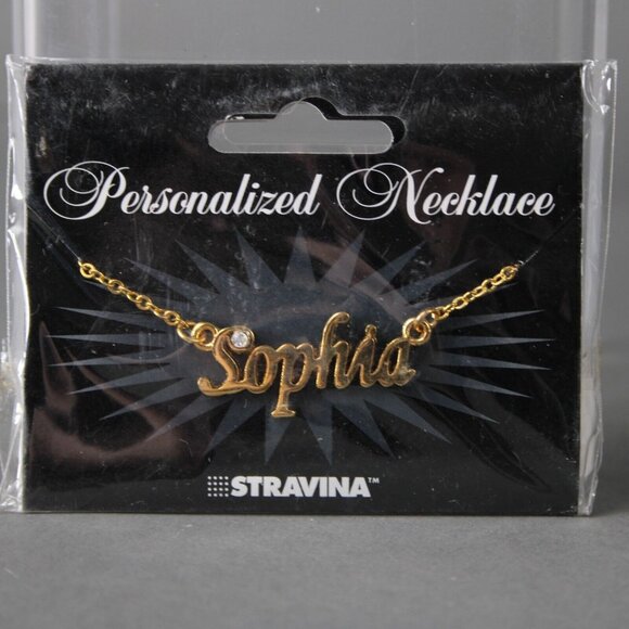 SOPHIA Name Goldtone Rhinestone Accent 14.5" w 4.5 Multi Ring Ext Necklace - Picture 8 of 14